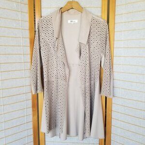 My Tribe Genuine Leather Hourglass Jacket Mixed Media Khaki Taupe Size Small